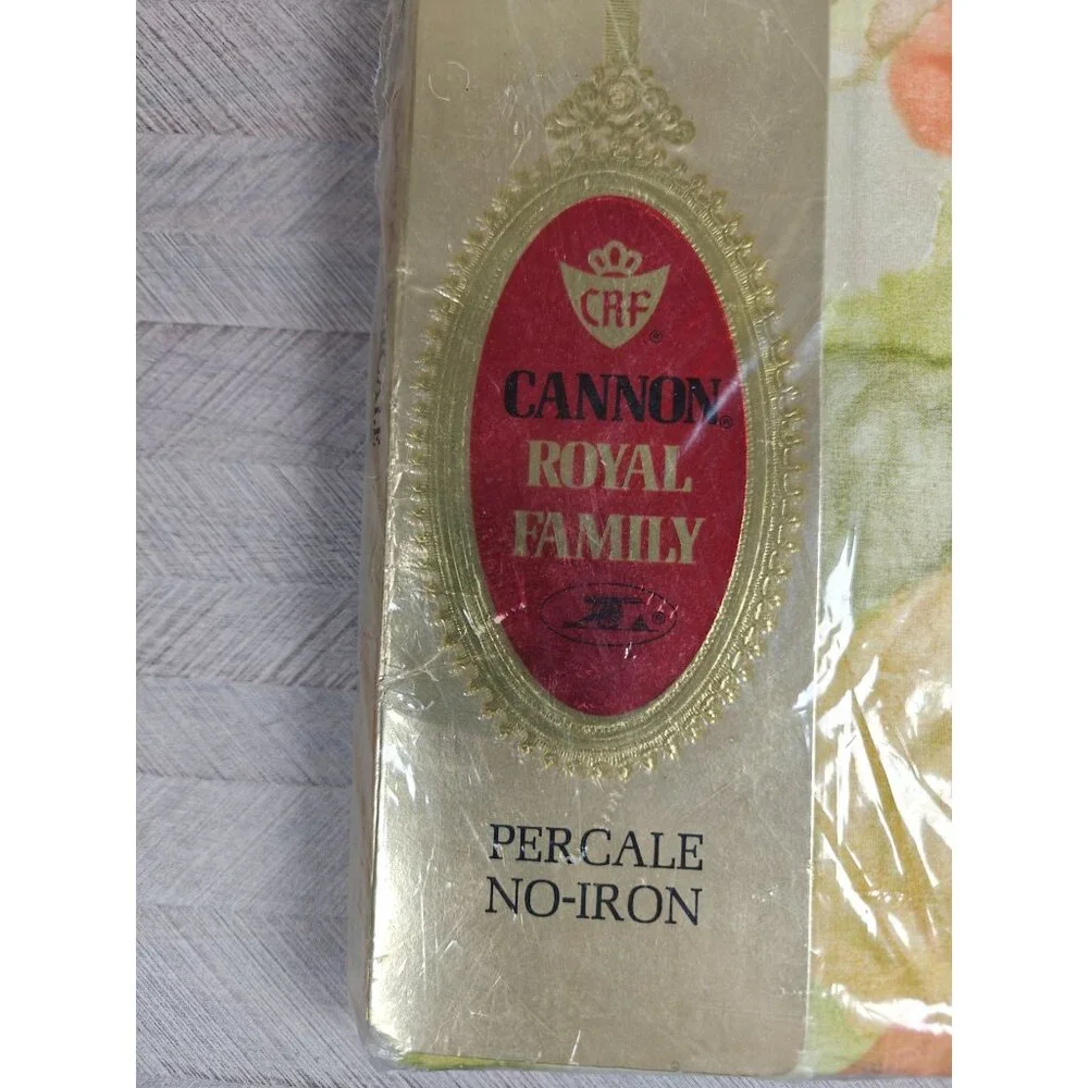 Vintage Cannon Twin Fitted Sheet Watercolor Rose Royal Family No-Iron Percale